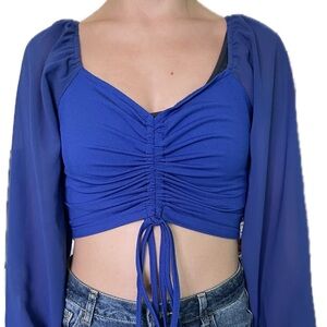 SOLD! SHEIN blue crop with long sheer sleeves